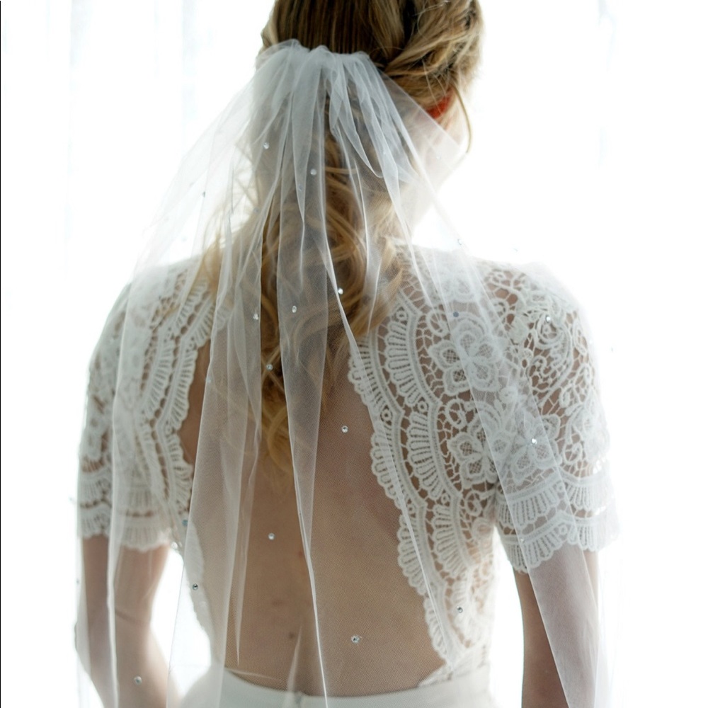White crystal swarovski veil, Cathedral length 120”